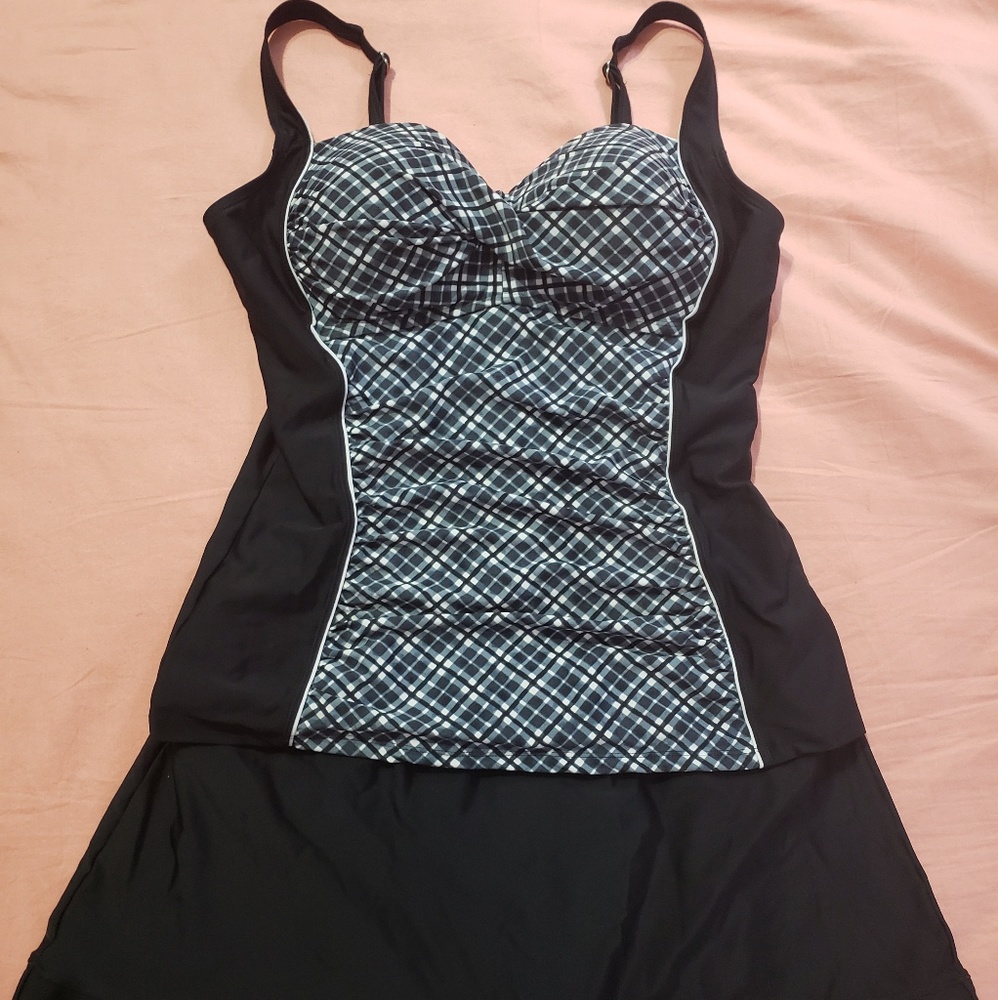 Izzac Mizrahi 2 piece plaid tankini